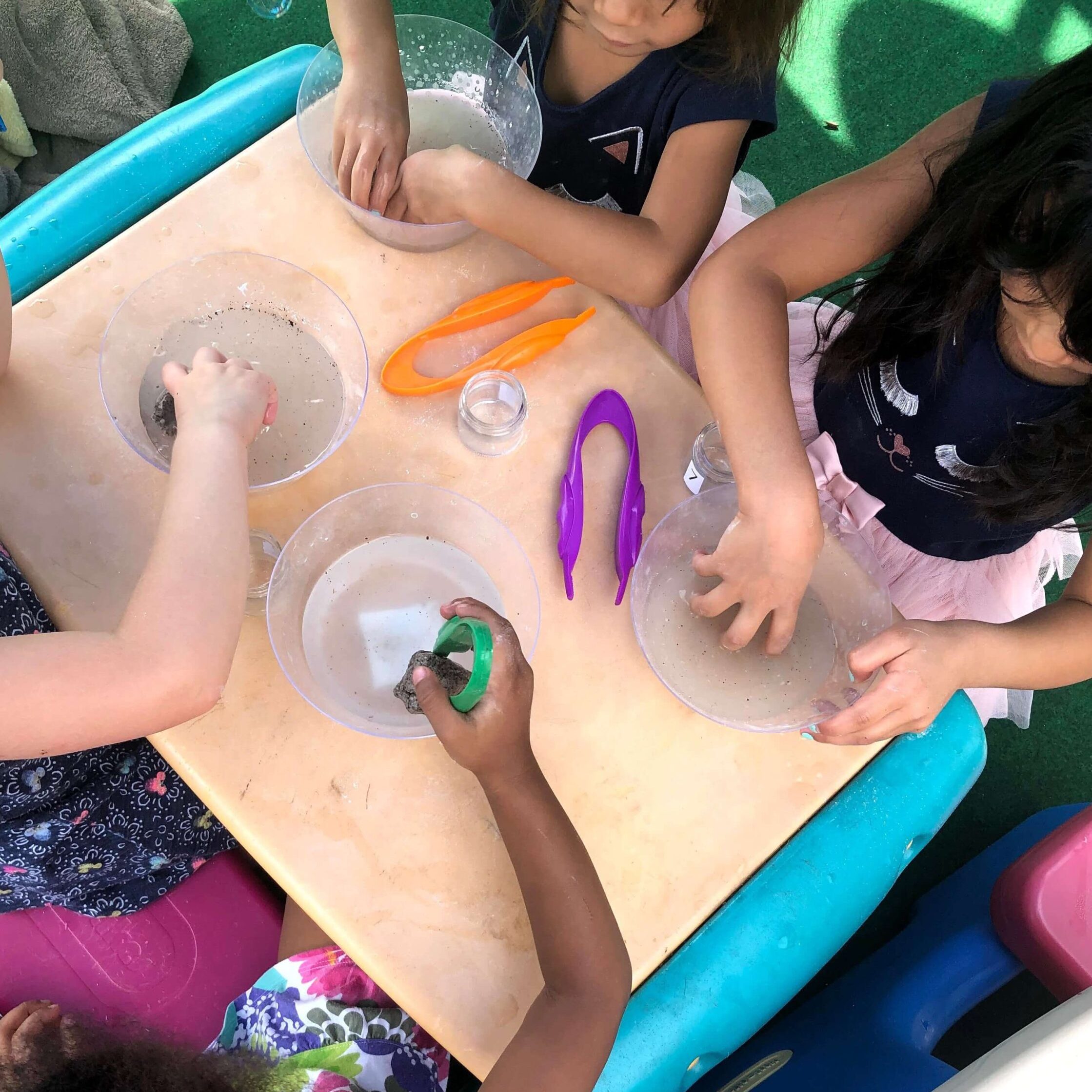 young children working on a class activity